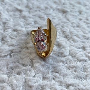 Gold plated Art Deco ring with CZ size 6